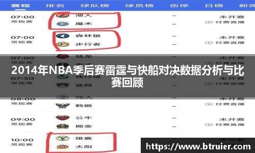 2014年NBA季后赛雷霆与快船对决数据分析与比赛回顾